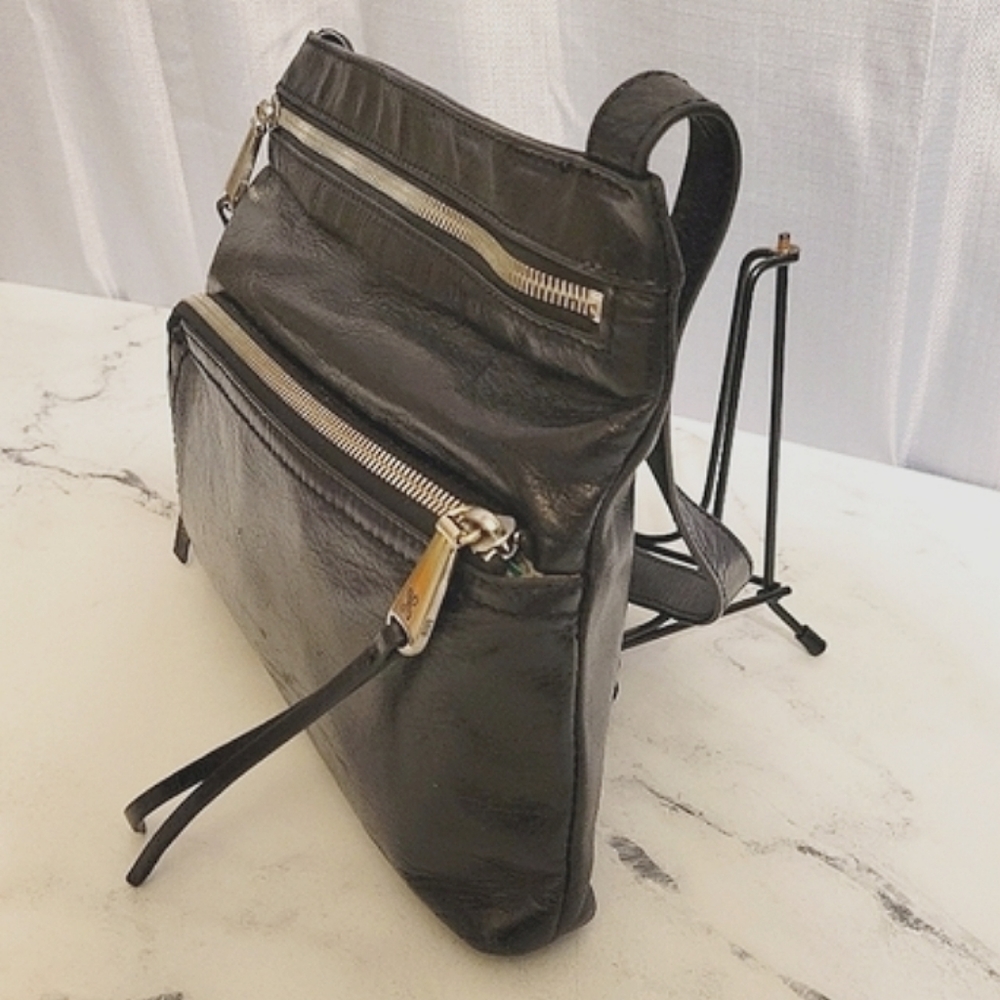 HOBO 'Cassie' Rock & Roll Black Leather Crossbody & Shoulder Bag - Picture 6 of 10